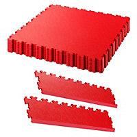 Garage Floor Tile Company X Joint 13m² Single Garage Bundle in Red
