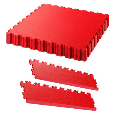 Garage Floor Tile Company X Joint 13m² Single Garage Bundle in Red