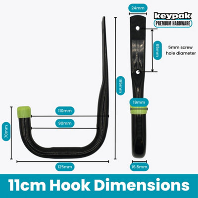 Garage Hooks 11cm, 30kg Load Per Hook, For Storing & Garden Tools Bikes Shed Storage Pack Of 5