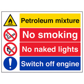 Garage No Smoking Sign Fire Flammable - Rigid Plastic - 600x450mm (x3)