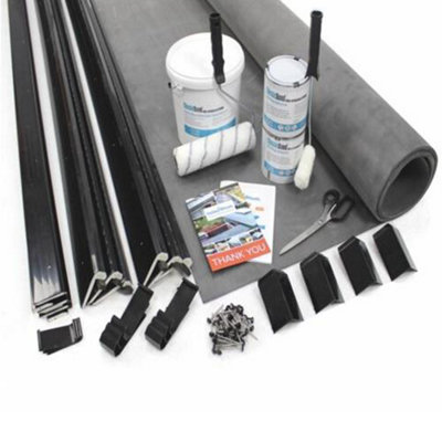 Garage Rubber Roofing Kit  - Freestanding Garage Roof Kit with Anthracite Grey Trims (3m x 5m) - ClassicBond EPDM