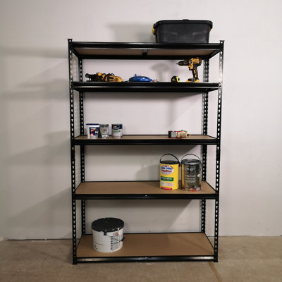 Black - 5 Tier Metal Shelving Unit Storage Racking Shelves Garage Warehouse  Shed