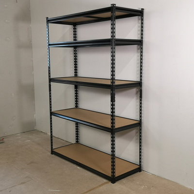 Garage Shelving 122cm Wide & 183cm High Heavy Duty 5 Tier Multipurpose Metal Racking Unit  / Warehouse Shelving Storage in Black - 7