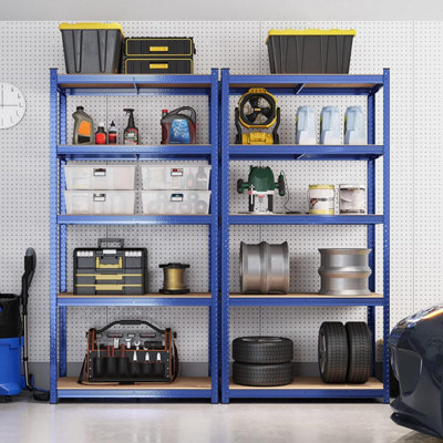 Garage Shelving, 5-Tier Storage Rack, 180 x 90 x 40 cm Max. Load 875 kg (175 kg per Tier), Shelving Unit, Adjustable Shelves, Blue