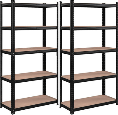 Garage Shelving, 5-Tier Storage Racks, Set of 2, 180 x 90 x 40 cm, Max. Load 875 kg (175 kg per Tier), Shelving Units, Adjustable