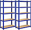 Garage Shelving, 5-Tier Storage Racks, Set of 2, 180 x 90 x 40 cm, Max. Load 875 kg (175 kg per Tier), Shelving Units, Blue