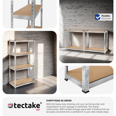 Heavy Duty Storage Shelf - 80x40x160 Cm, Galvanized Steel, 320kg Capacity, Adjustable Shelves