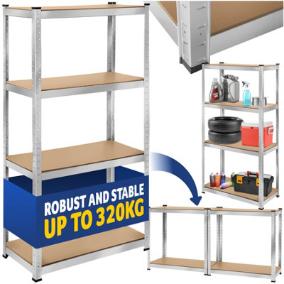 Garage Shelving - heavy-duty galvanised steel frame, height-adjustable shelves - brown