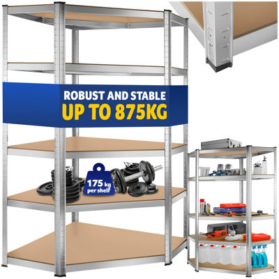 Garage Shelving - heavy-duty galvanised steel frame, height-adjustable shelves - brown