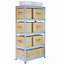 Garage Shelving Storage 5 Tier Heavy Duty Racking 200kg/shelf, Q-Rax Grey 90cm x 182.5cm x 50cm