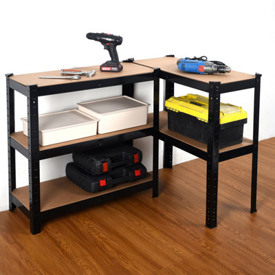 Garage Shelving Unit Heavy Duty 5 Shelf Steel & MDF Black Heavy Duty  (H) 1500mm x (W) 700mm - 4