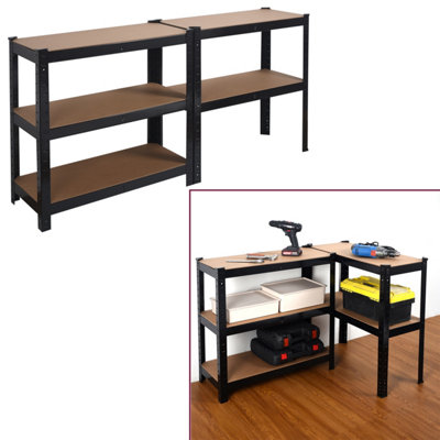 Garage Shelving Unit Heavy Duty 5 Shelf Steel & MDF Black Heavy Duty  (H) 1500mm x (W) 700mm - 6
