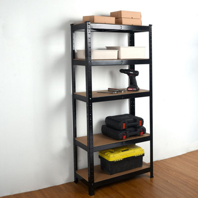 Garage Shelving Unit Heavy Duty 5 Shelf Steel & MDF Black Heavy Duty  (H) 1500mm x (W) 700mm - 7