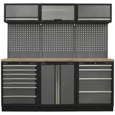 Garage Storage System Unit - 2040 x 485 x 2000mm - 36mm Pressed Wood Worktop