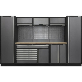 Garage Storage System Unit - 3240 x 460 x 2000mm - 36mm Pressed Wood Worktop