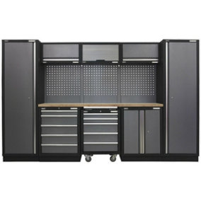 Garage Storage System Unit - 3240 x 485 x 2000mm - 36mm Pressed Wood Worktop