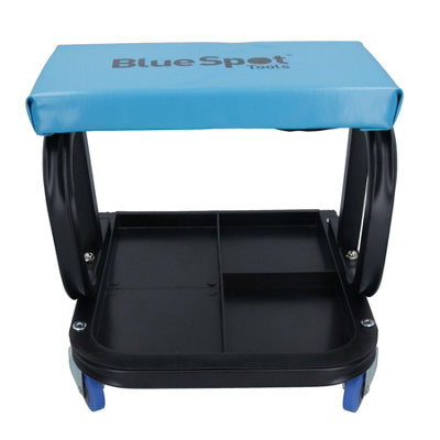 AB Tools Padded Rolling Mechanics Stool – Swivel Castors, Workshop Seat