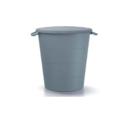 GARBAGE BUCKET GARDEN BIN WASTE PLASTIC RUBBISH CAN HEAVY DUTY Grey 80L ...