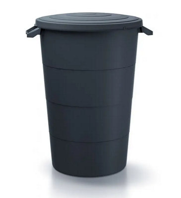 GARBAGE BUCKET LARGE GARDEN BIN WASTE PLASTIC RUBBISH CAN HEAVY DUTY 80L LID Anthracite