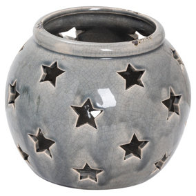 Garda Large Star Candle Lantern - Ceramic - L18 x W18 x H15 cm - Grey