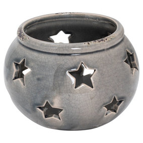 Garda Star Candle Lantern - Ceramic - L14 x W14 x H10 cm - Grey