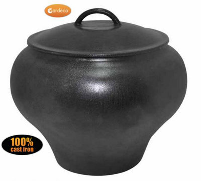 Gardeco Cast Iron Outdoor Cooking Pot With Lid. Capacity 2.5 Litre