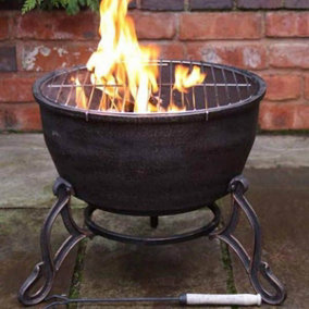 Gardeco Elidir Big Fire Bowl Cast Iron Fire Pit & BBQ Grill Camping Wood Burner