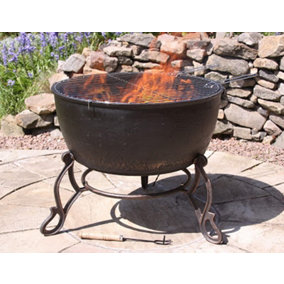 Gardeco Merdir XL Fire Bowl Cast Iron Fire Pit & BBQ Grill Camping Wood Burner