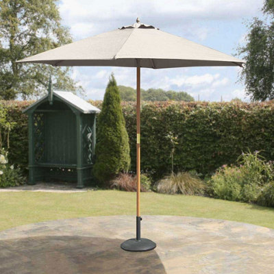 Garden 2.7m Ecru Garden Hardwood Market Parasol - Pulley Operated