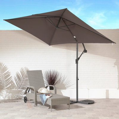 Garden 2 x 3m Rectangular Parasol Hanging Dark grey