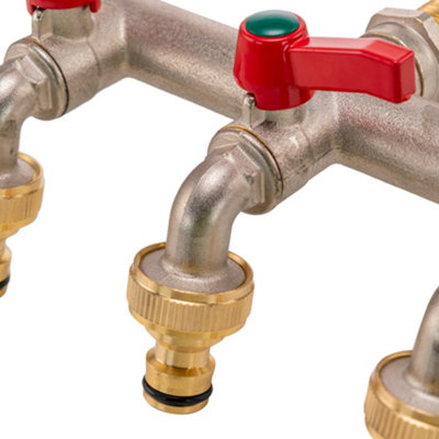 garden 3 way manifold with 25mm mdpe water supply pipe backplate - 7