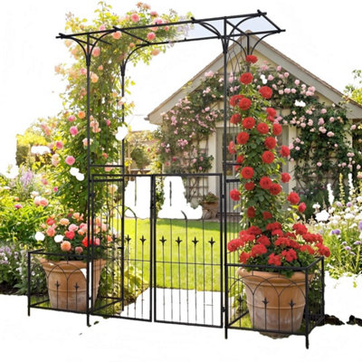 Garden Arbor with Gate and Planter Boxes 206cm Heavy Duty