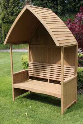 Garden Arbour with Integral Garden Bench (Natural)