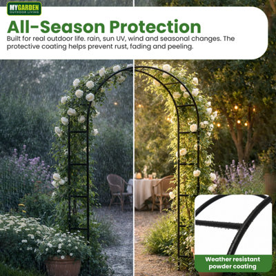 Garden Arch 2.4M Arch Frame for Climbing Plants Heavy Duty Outdoor ...