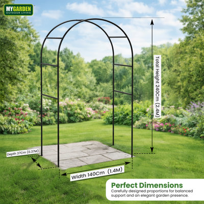 Garden Arch 2.4M Arch Frame for Climbing Plants Heavy Duty Outdoor ...