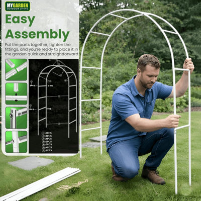 Garden Arch 2.4M Plant Climbing Trellis Metal Archway Arbour Frame ...