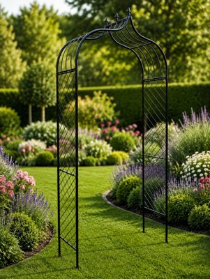 Garden Arch Plant Support Entrance Frame Arbour Black