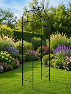 Garden Arch Plant Support Entrance Frame Arbour Black
