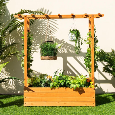 Garden Arch Trellis Planter Box Raised Bed with Hanging Support