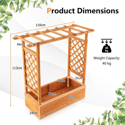 Garden Arch Trellis Planter Box Raised Bed with Hanging Support