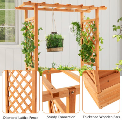 Garden Arch Trellis Planter Box Raised Bed with Hanging Support