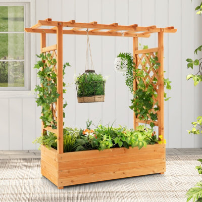 Garden Arch Trellis Planter Box Raised Bed with Hanging Support