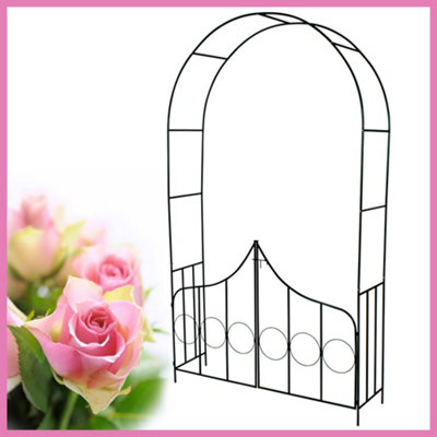 Garden Arch with Gate - Metal rose arch - green