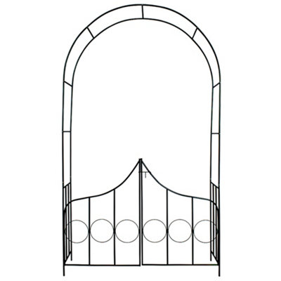 Garden Arch with Gate - Metal rose arch - green