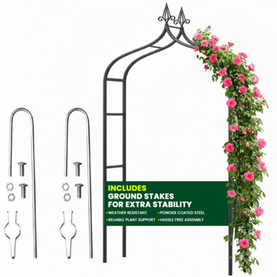 Garden Arch with Ground Stakes 2.7M Weather Resistant Garden Arch for ...