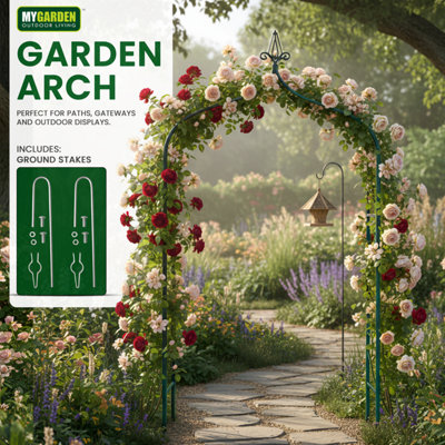 Garden Arch with Ground Stakes 2.7M Weather Resistant Garden Arch for ...