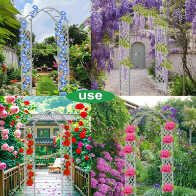 Garden Arch Wooden Pergola Feature Trellis Rose Climbing Plant Archway ...