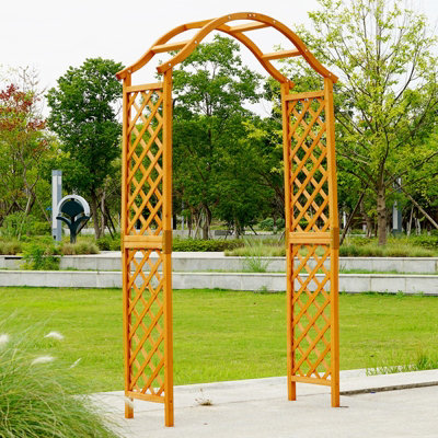 Garden Arch Wooden Pergola Feature Trellis Rose Climbing Plant Archway Tan Frame