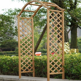 Garden Arch Wooden Pergola Feature Trellis Rose Climbing Plant Archway Tan Frame