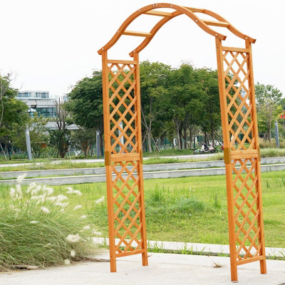 Garden Arch Wooden Pergola Feature Trellis Rose Climbing Plant Archway Tan Frame